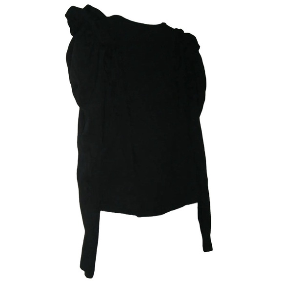 Anthropologie Black Blouse Ruffle Peasant Top Boho Shirt Twee Goth Academia Sz M - Picture 8 of 11